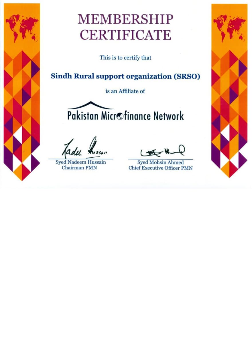 #7 The Pakistan Microfinance Network PMN certifies that SRSO is its affiliate as Microfinance Practitioner in the Sindh Province